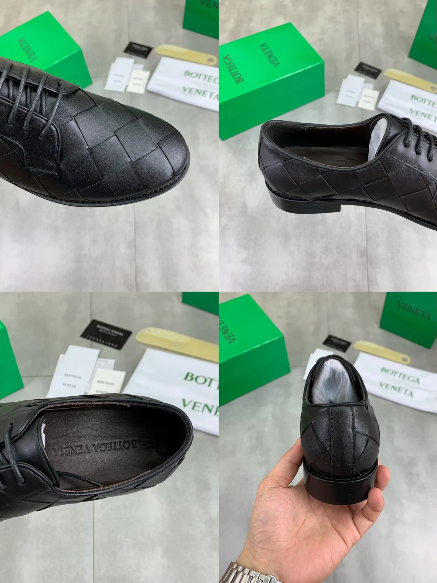 Factory price P860💰Top quality (genuine leather outsole series)💎💎💎 BOTTEGA VENETA official website synchronizes the latest model, top version of the highest version of BV business leather shoes in the market, accept material comparison, shoe type comparison, process comparison, practical and textured, versatile and suitable for any occasion, the more you look at it, the more flavorful it becomes. Pure hand-woven craftsmanship - upper material, imported original hand-woven calfskin - high-quality water-dyed cowhide inside - original private model customized handmade leather outsole -Size: female 35-39 (34 40 customized) male 39-44 (38 45 customized) Comes with original BV green box, complete packaging.